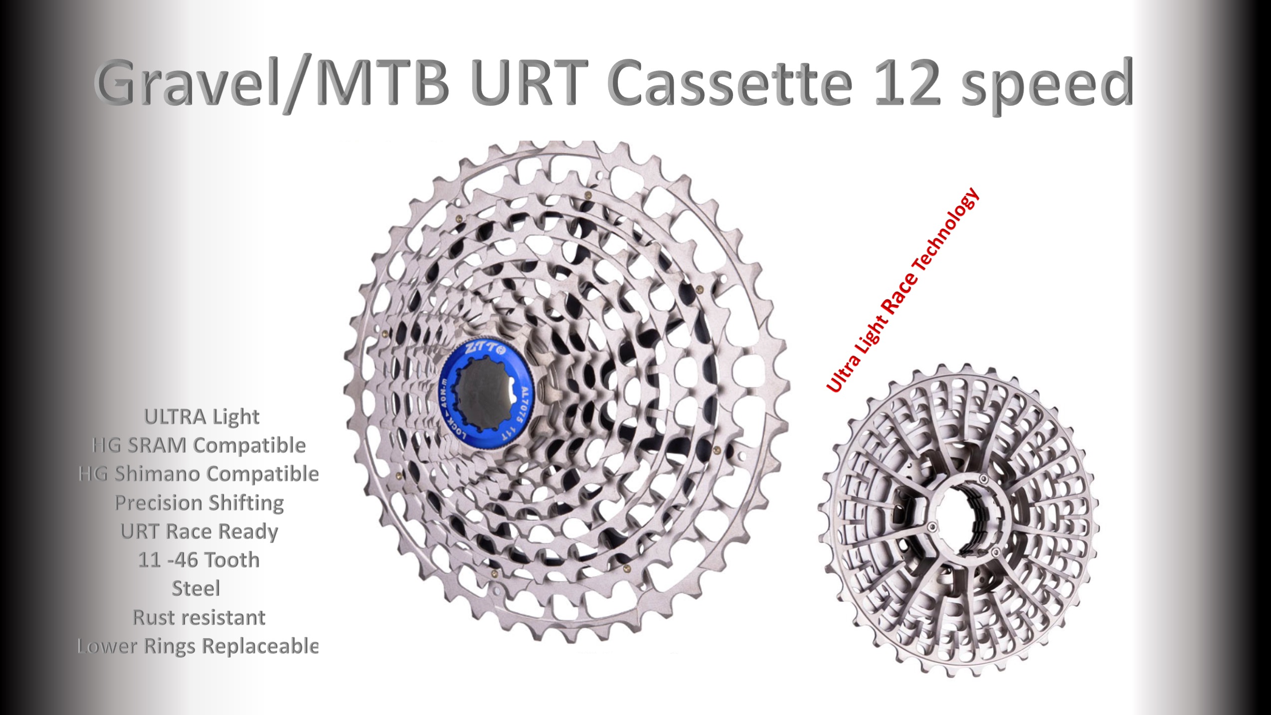 12s 11-46t Cassette Cluster Ol Slick URT (Ultralight Race Technology) - HG