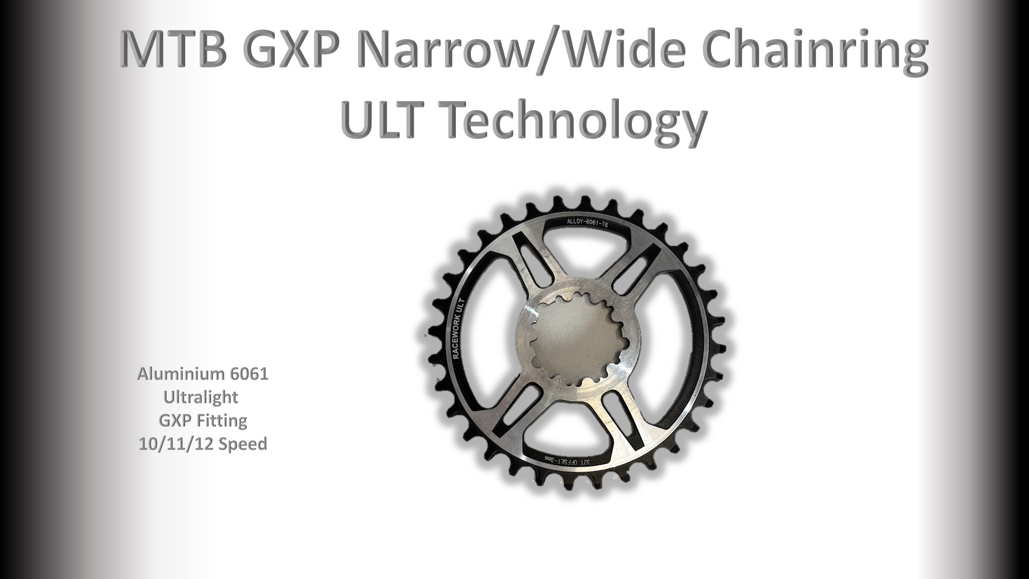 MTB (32T) 10/11/12s GXP 1x Round 3mm offset Black/Silver RACEWORX (Narrow/Wide Tooth Design) ULT
