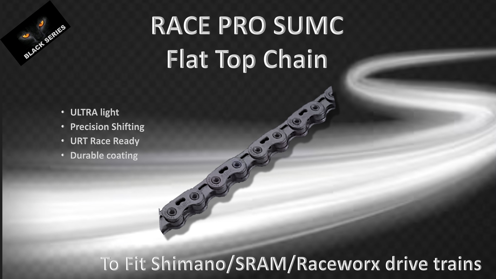 12s CHAIN FLAT TOP SUMC 126 LINKS (PRO SX12) Black