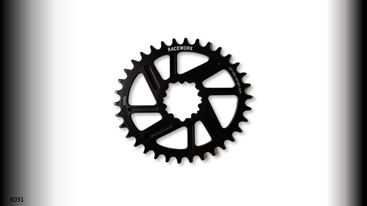 CHAIN RINGS Front MTB 10/11/12s GXP 1x Oval 6mm offset Black RACEWORX (34T)