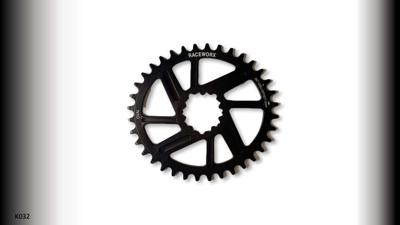 CHAIN RINGS Front MTB 10/11/12s GXP 1x Oval 6mm offset Black RACEWORX  (36T)