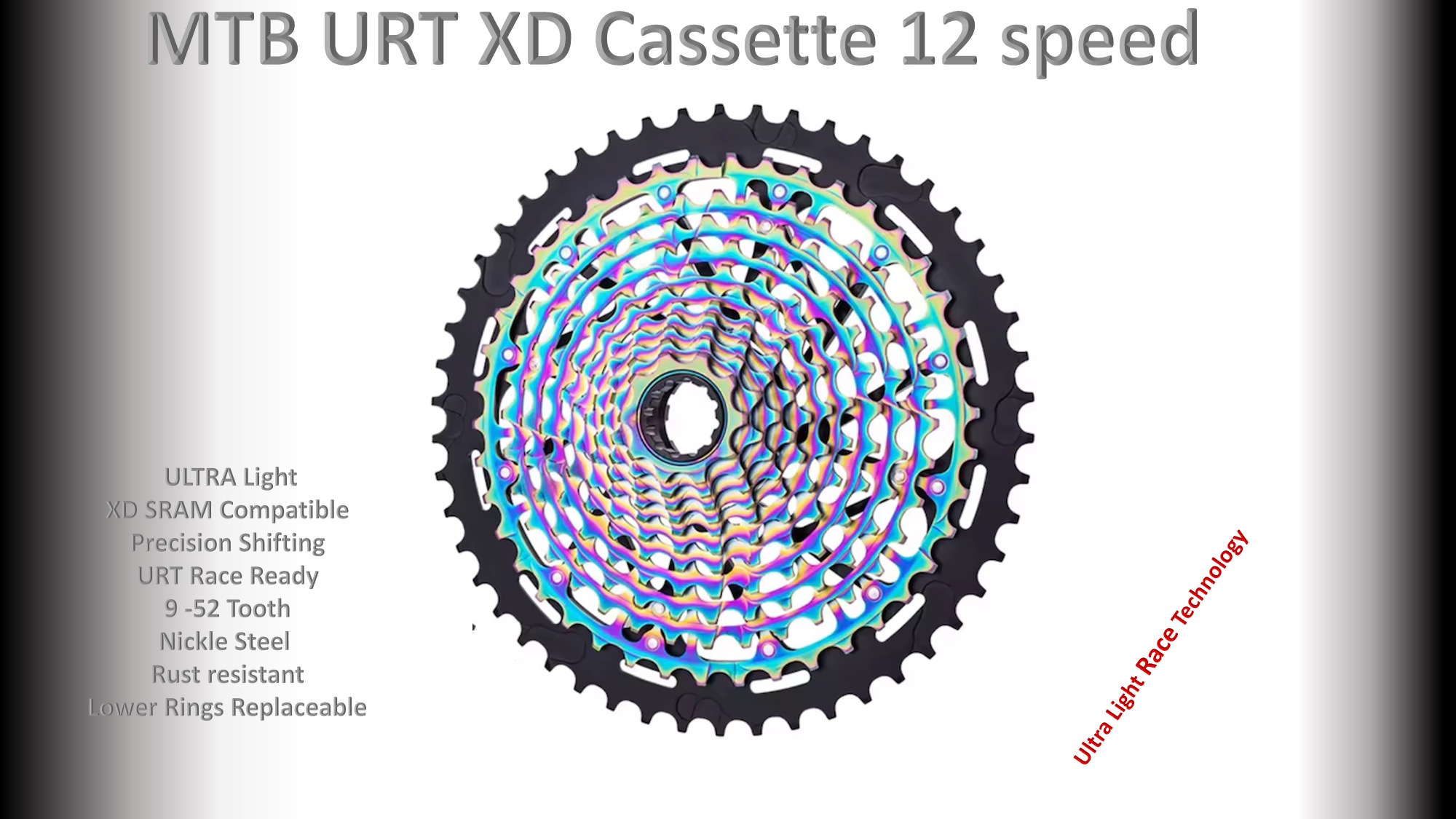 12S 9-52t Cassette Cluster Oil Slick URT (Ultralight Race Technology) - XD