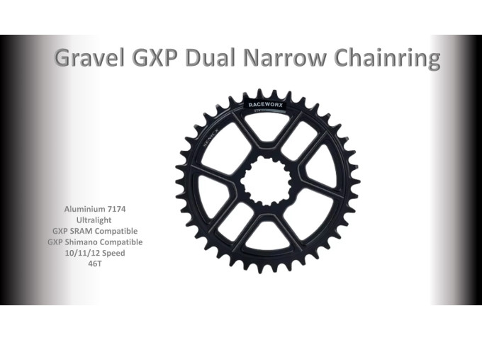 GRAVEL (46T) 10/11/12s GXP 1x Black RACEWORX (Narrow/Wide Tooth Design)